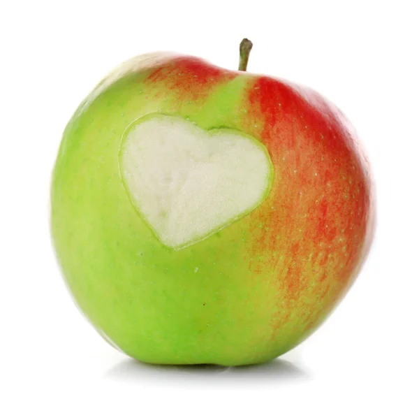 Яблуко з символом серця — стокове фото