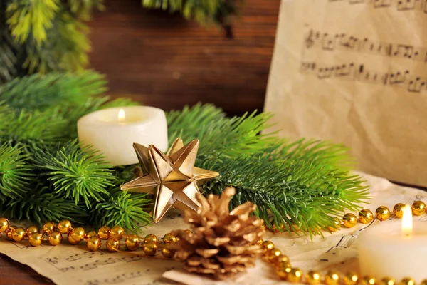 Music notes with Christmas decoration — Stock Photo, Image