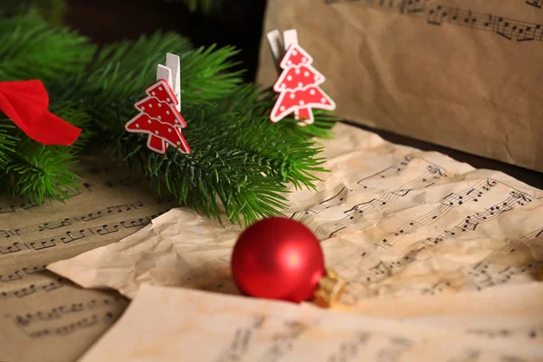 Notas de música com decoração de Natal — Fotografia de Stock