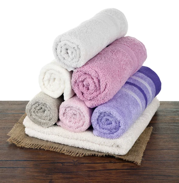 Soft towels on table — Stock Photo, Image