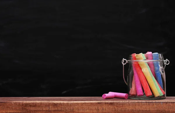 Multicoloured chalk in a jar — Stock Photo, Image