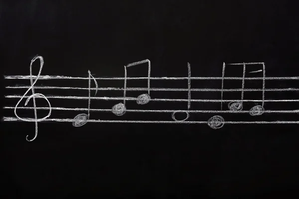 Blackboard with musical notes — Stock Photo, Image