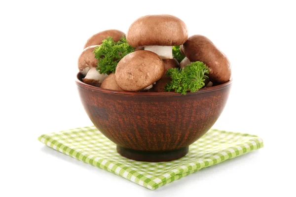 Mushrooms in bowl — Stock Photo, Image