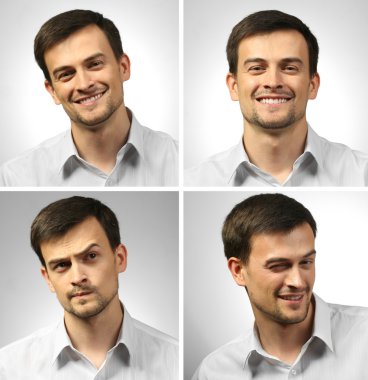 Farklı duygular ifade adam