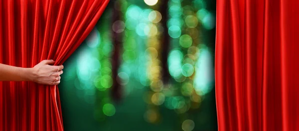 Red curtain on theater stage — Stock Photo, Image