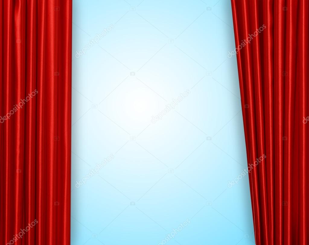 Red curtain on theater stage 