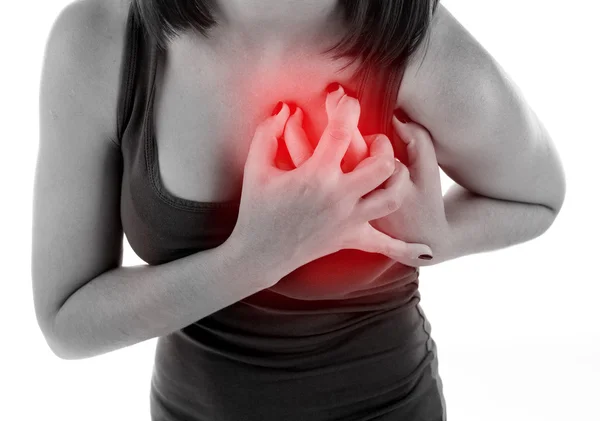 Pijn op de borst - hartaanval. — Stockfoto