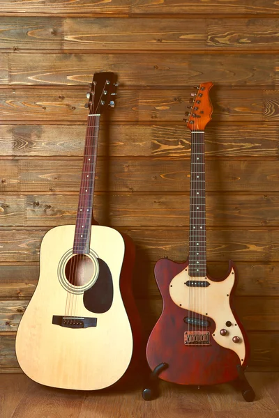 Gitara elektryczna i akustyczna — Zdjęcie stockowe