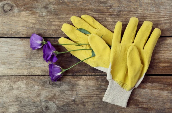 Gelbe Gartenhandschuhe — Stockfoto