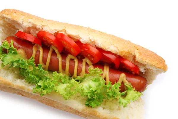 Fresh hot dog isolated on white — Stock Photo, Image
