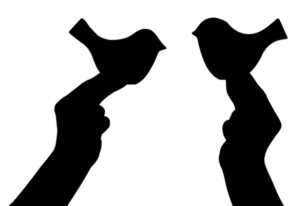 Руки с декоративными птицами — стоковое фото