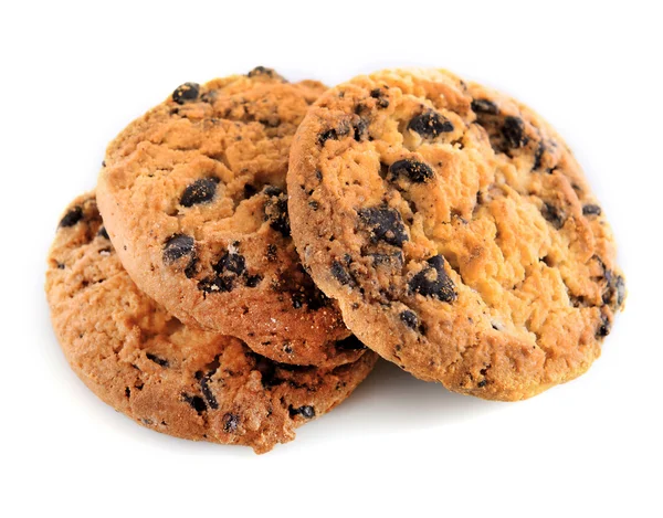 Biscoitos com migalhas de chocolate isolados em fundo branco — Fotografia de Stock