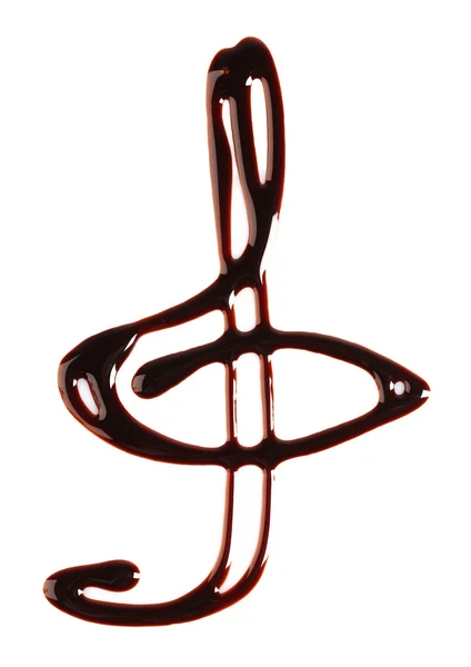 Silhouette of drawn chocolate treble clef — Stock Photo, Image