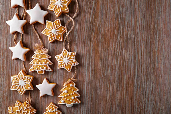 Christmas cookies on wooden table — Stock Photo, Image