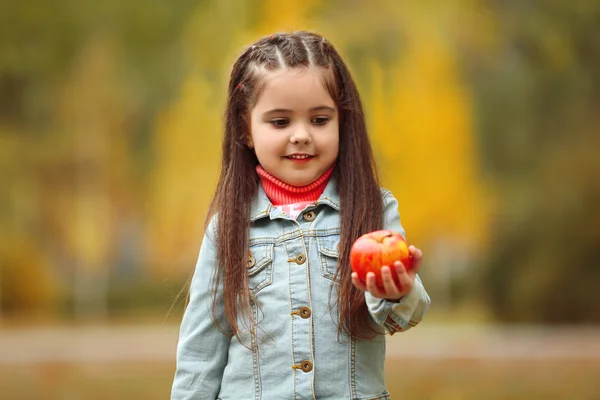 사과 소녀 지주 바구니 — 스톡 사진