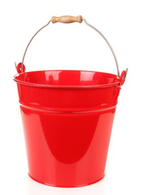 Beyaz izole kırmızı kova