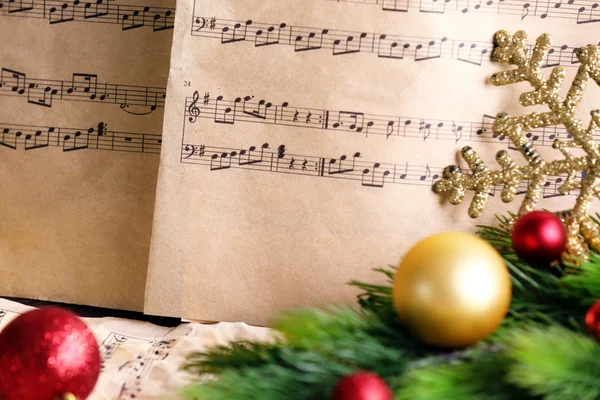 Music notes with Christmas decoration — Stock Photo, Image