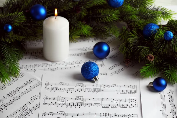 Notes de musique avec décoration de Noël — Photo