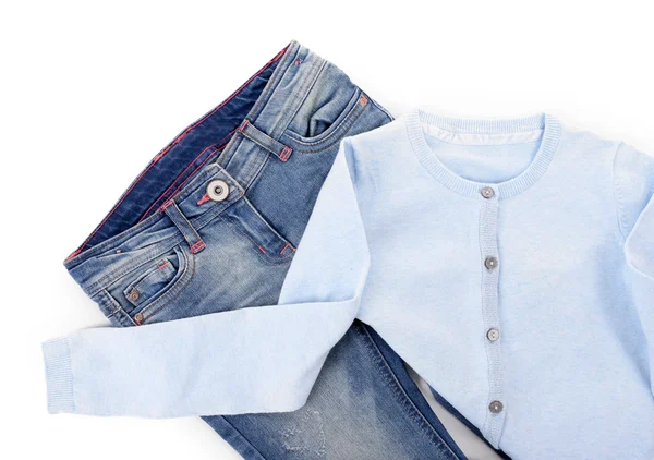 Blaue Jeans mit Jacke — Stockfoto
