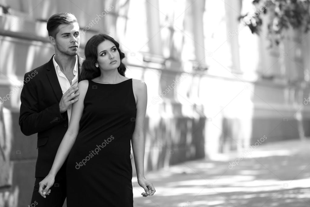 Couple walking on street