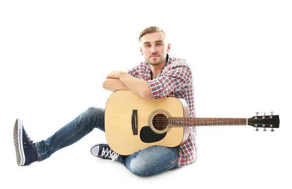Gitar ile genç müzisyen — Stok fotoğraf