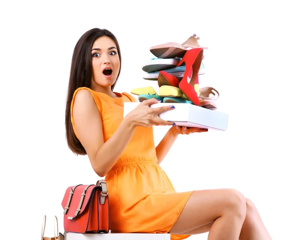 Young woman with shoes — Stock Photo, Image