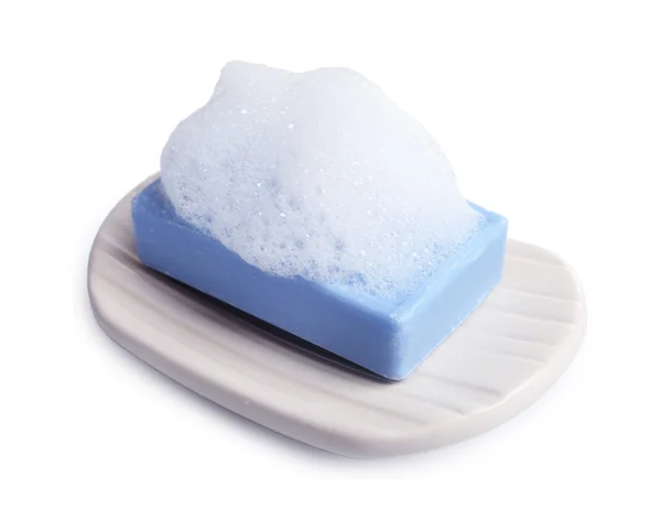 Piece of Soap with foam — Stock Photo, Image