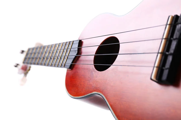 Parte de cerca de la guitarra acústica hawaiana aislada en blanco —  Fotos de Stock
