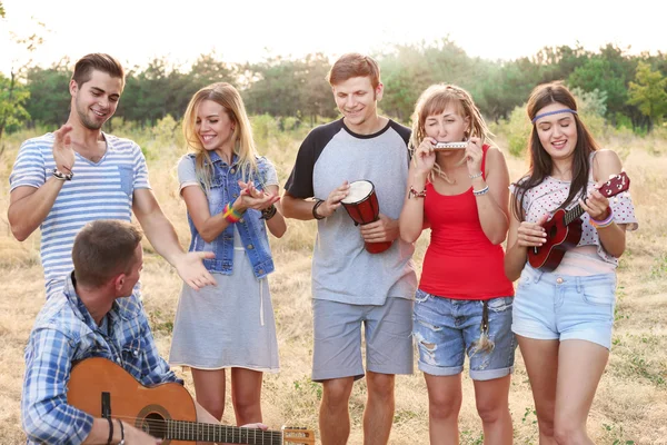 Amigos tocando instrumentos musicales —  Fotos de Stock