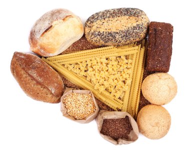 Ekmek, makarna ve tahıl farklı