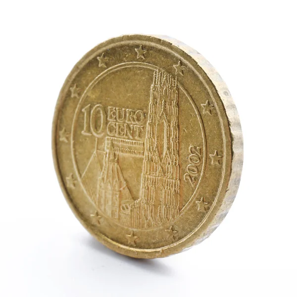 十美分的硬币，在白色背景上孤立 — 图库照片