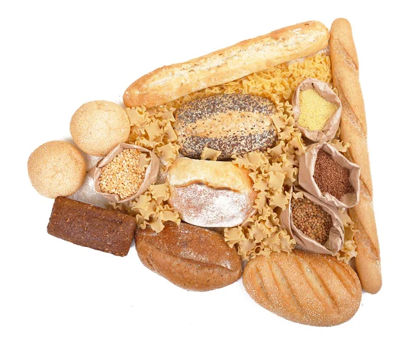 混合的面包、 通心粉和谷物 — 图库照片