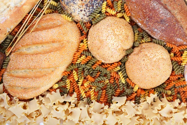 Різні види хліба, макаронних виробів і зернових — стокове фото