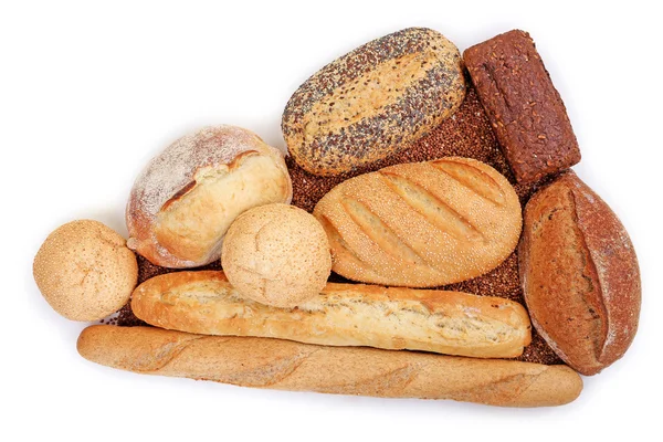 Különböző típusú kenyér és gabonafélék — Stock Fotó