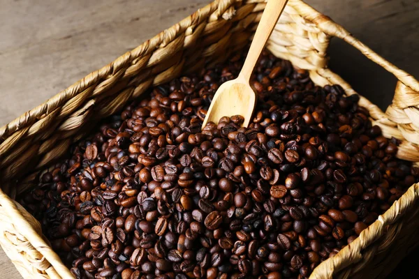 Coffee beans in basket — Stock Photo, Image