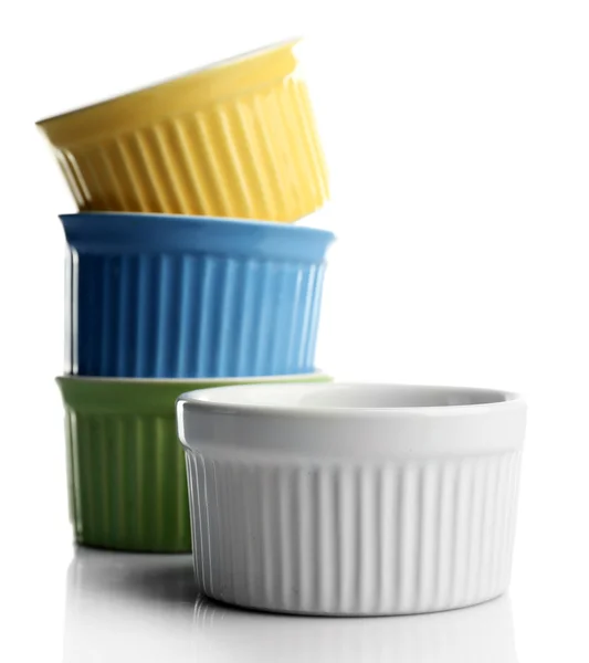 Four empty stacked ceramic bowls — Stock Photo, Image