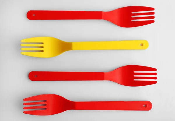 Disposable colourful forks Stock Image