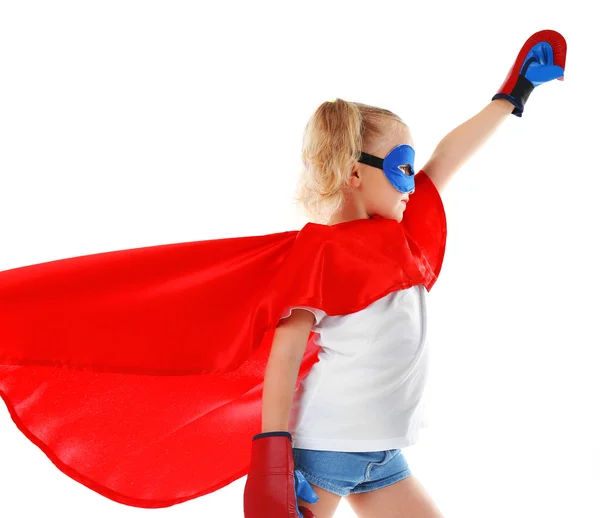 Beautiful blonde superhero little girl — Stock Photo, Image