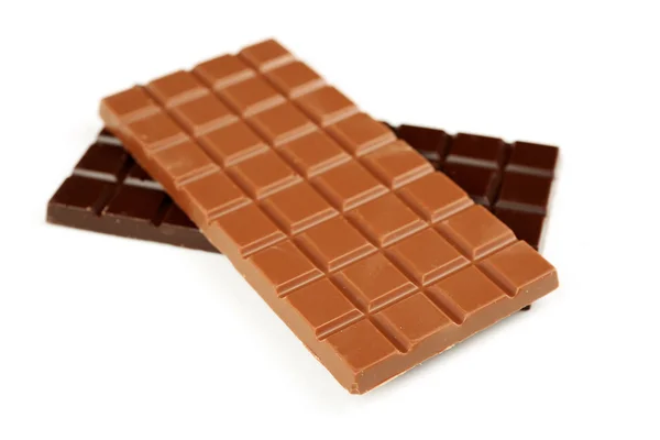 Čokoládové tyčinky izolované na bílé — Stock fotografie