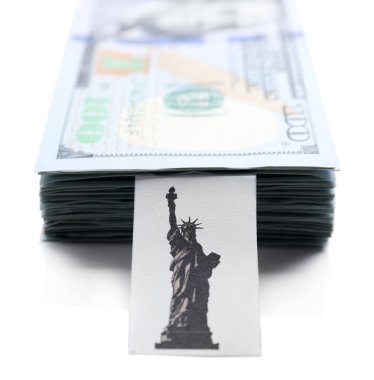 Pack of American dollars, isolated on white. Saving concept clipart