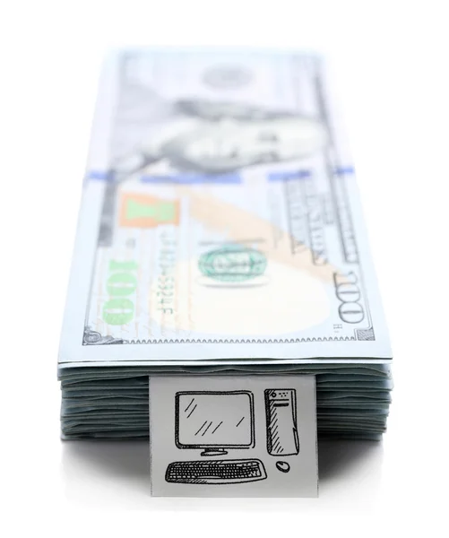 Csomag amerikai dollárt, elszigetelt fehér. Megtakarítás fogalma — Stock Fotó