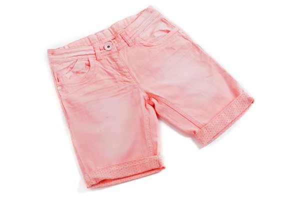Pink jeans shorts — Stock Photo, Image