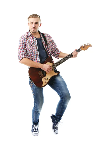 Joven músico con guitarra —  Fotos de Stock