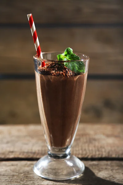 Chocolate cocktail on wooden background — Stock Photo, Image