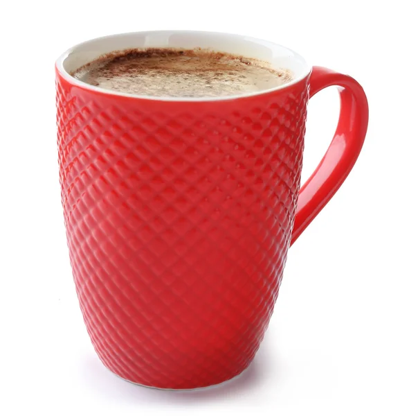 Eine rote Tasse Kakao, isoliert auf weiß — Stockfoto