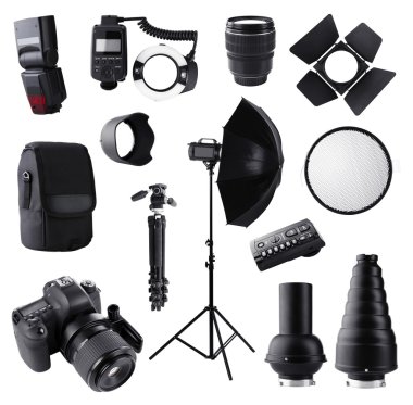 Fotoğrafik donanımlar izole 