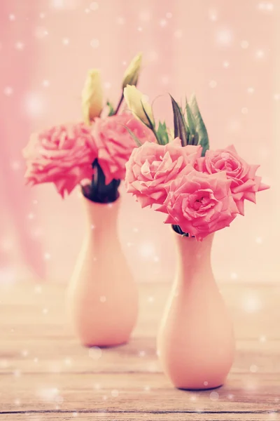 Beautiful flowers in vases — Stock Photo, Image