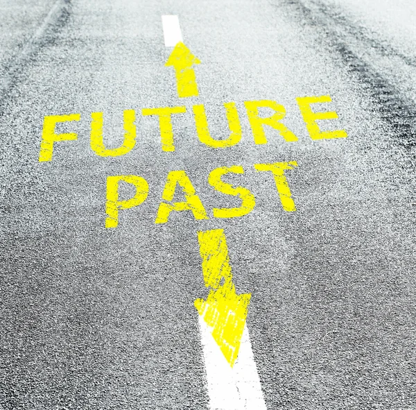 Word Future and Past on road surface — Stock Photo, Image