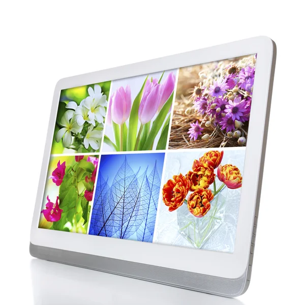 Tablet PC com imagens de objetos da natureza — Fotografia de Stock