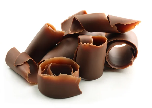 Chocolate curls isolated on white — Stock Photo, Image